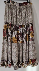 Maxi Falda Vintage Estampado Floral Boho Pradera Marrón S Campesina Cottagecore Modesta - Imagen 1 de 8