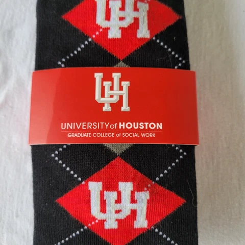 University of Houston Cougars Red White Argyle Crew Socks College of Social Work Cover