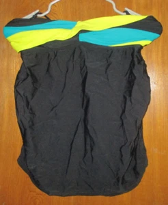 Traje de baño de maternidad negro con parte superior amarilla y azulada talla pequeña Usado en excelente estado - Imagen 1 de 4