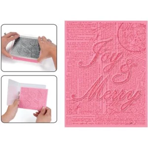 Sizzix Hero Arts A2 Embossing Folder & Stamp Set Joy & Merry, NEW - Picture 1 of 1