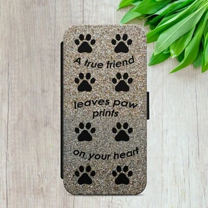 DOG PAW PRINT FRIEND GIFT FLIP WALLET PHONE CASE COVER FOR IPHONE SAMSUNG HUAWEI - Picture 1 of 7