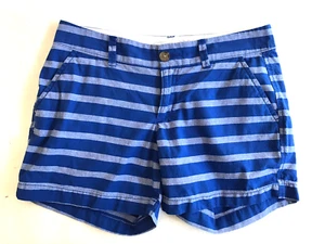 OLD NAVY Womens Shorts 4-Inch Inseam Blue Stripe Mid-Rise Cotton Size 0 Preppy - Picture 1 of 7