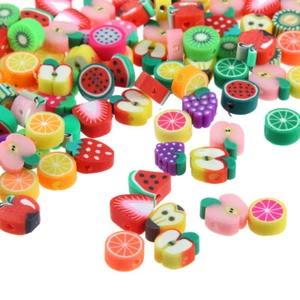 100 cuentas artesanales rebanadas de fruta mezcla arcilla para pulsera collar joyería hágalo usted mismo 7-10 mm - Imagen 1 de 4