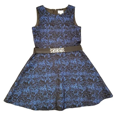 Children's Place Navy Blue & Black Formal Holiday Dress With Belt Girls Size 12 - Image 1 of 4