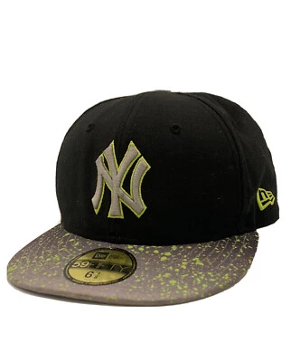 New Era NY Yankees Adler Fitted Cap 59fifty Black W/neon Logo Hat 6 7/8 (54.9cm) - Image 1 of 4