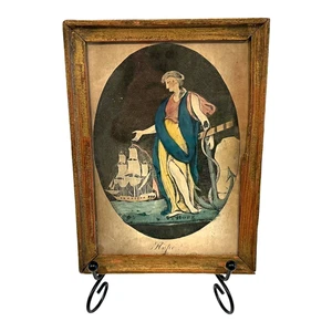 Antique Art Print “Hope” Lady with Sailboat Ocean Scene- Framed - Picture 1 of 5