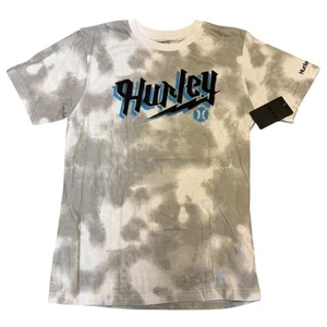 Hurley Boy's Gray White Cotton Blend Short Sleeve Shirt Large 12/13 - Picture 1 of 2