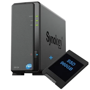 Synology DS124 Nas 1-BAY Fente Unique Disque Dur SSD 960GB SATA Ethernet Lan IP - Photo 1/9
