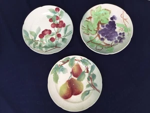 Antique French Barbotine Majolica Plates K&G of Lunevile c.1890s Nice Set of 3 - Picture 1 of 10