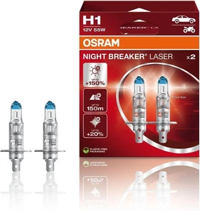 KIT COPPIA 2 LAMPADE LAMPADINE OSRAM 64150NL-HCB NIGHT BREAKER LASER H1 AUTO - Imagen 1 de 19