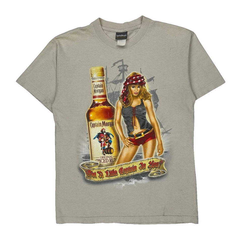 Got A Little Captain In You? Captain Morgan Graphic T-Shirt - Large Beige Cotton - Image 1 of 4