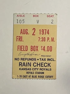 8-2-1974 Kansas City Royals v Rangers Ticket Stub Brett KC beats Fergie-105 V2 - Picture 1 of 2