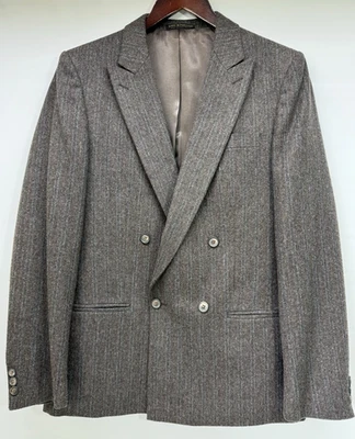 Vintage Wool Sport Coat Men's 40 L Brown Pinstripe Double Breast Lined - Image 1 of 4