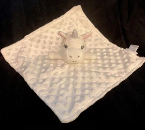 Elegant Baby White UNICORN Security Blanket Minky Dots Satin Plush Baby Lovey - Picture 1 of 2