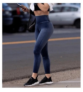 SHEFIT Women’s Blue Velour Luxe High Waist Legging w/ Matching Scrunchie Size Lu - Picture 1 of 11