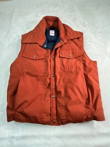 VTG FROSTLINE KIT Mens L Puffer Vest Rust Orange Twill Outer Down (?) Filled - Picture 1 of 9