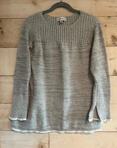 Knox Rose kuscheliger melierter grauer Pullover mit weißem Besatz und Schnürung Größe M - Bild 1 von 6