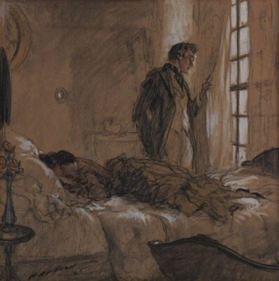 Escena interior romántica vintage A Tearful Goodbye: Henry Patrick Raleigh: 1920 Foto 1 de 2