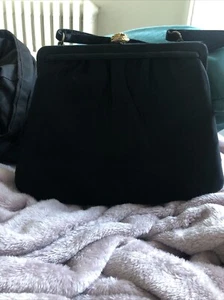 Vintage Clutch Handtasche goldfarben und schwarz 50er Jahre Druckknopf - Bild 1 von 6