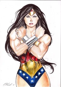 Wonder Woman by Marcelo - Original Comic Art Drawing Batman Superman 11x17 - Picture 1 of 1