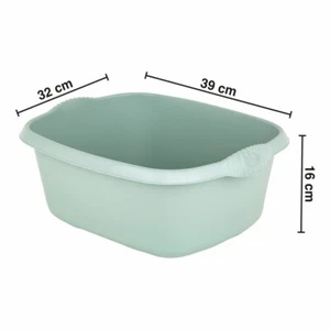39cm Rectangular Washing Up Bowl Silver Sage Integral Handle 12L Capacity Home - Picture 1 of 7