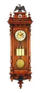 58"H German Gustav Becker 3 Weight Grand Sonnerie Vienna Regulator Wall Clock - Picture 1 of 18