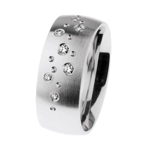 Ernstes Design Ring R679 Edelstahl mattiert poliert Brillant 0.10 ct. 8 mm W 48- - Bild 1 von 3