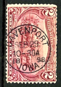 Sc #286 DAVENPORT IOWA SEP 29 1898 CDS Cancel Transmiss 2 Cent 1898 US 10F54 - Picture 1 of 2