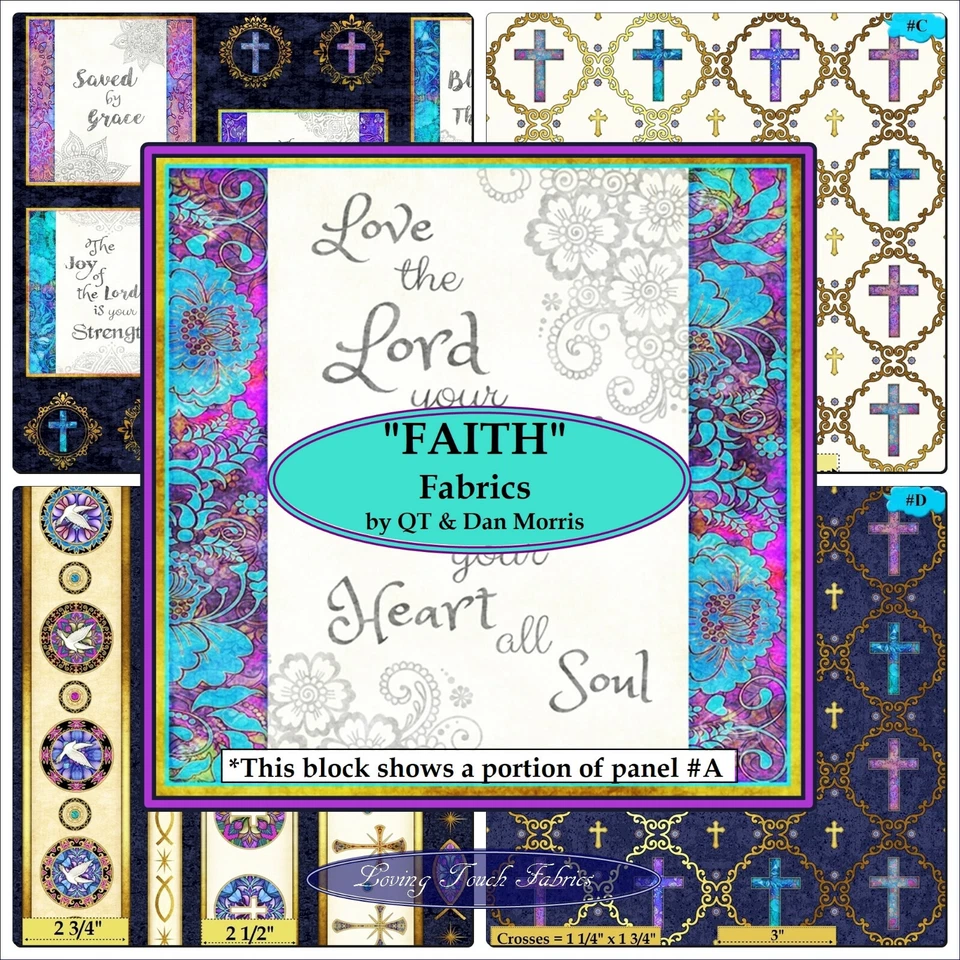QT & DAN MORRIS "FAITH" RELIGIOUS CHRISTIAN FABRICS - Image 1 of 1