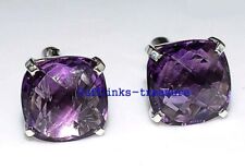 Natural Amethyst Gemstones with 925 Sterling Silver Cufflinks for Men's #Ct443