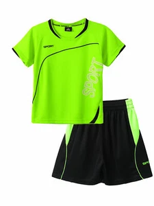 Boys 2 Piece Sports Set Short Sleeve Tops and shorts Set for Football Athletic - Picture 1 of 76
