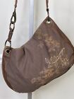 FOSSIL What Vintage Are You Brown Fabric Leather Hobo Floral Handbag crossbody