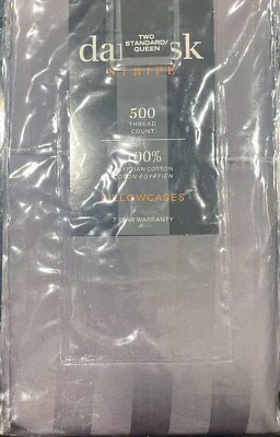 Fronha listrada damasco 500 TC 100% algodão egípcio dois padrão/Q cinza escuro - Imagem 1 de 2