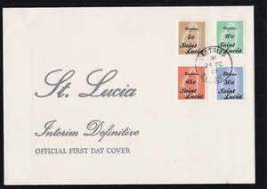 ST LUCIA 1987 FIRST DAY COVER MAP OF ST LUCIA DEFINITIVES + CACHET - Picture 1 of 1