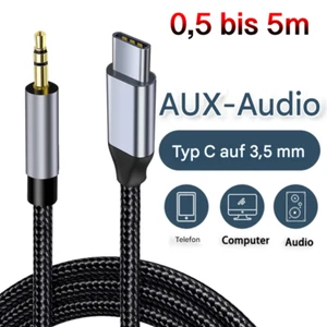 USB C Klinke Aux Kabel Typ C auf 3.5mm Klinkenkabel 0,5 1 2 3 5 meter - Bild 1 von 9