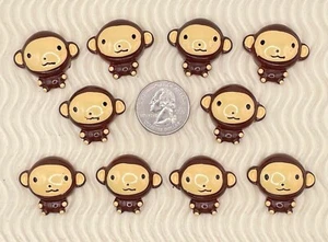 10pc x 1 1/8" Resin Monkey Flatback Embellishments for Cards/Cute SB334 - Picture 1 of 2