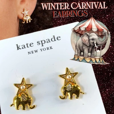 NUEVO CON ETIQUETAS Pendientes Kate Spade INVIERNO CARNAVAL Tono Dorado Circonita Cristales Perla ÚNICOStud Foto 1 de 4