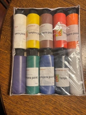  9 Botellas Pintura Tempera 120ml Ecológica - Nueva En Caja - Sellada Foto 1 de 4