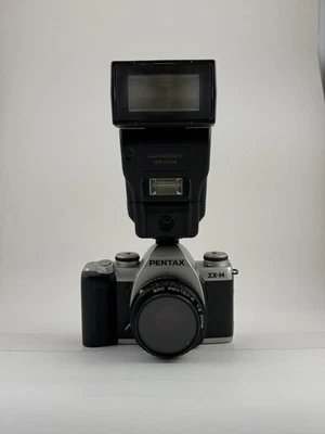 Pentax ZX-M 35mm SLR Film Camera + 50mm f/2 Lens + Flash + UV Filter - Image 1 of 4