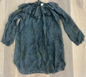 Tempo Paris Unique Print Navy/Gray Peasant Sheer Tunic Top And Tank Size S - Picture 1 of 8