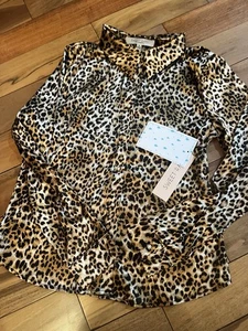 Sweet Rain Blouse/Top Medium Cheetah/Animal print Faux pearl button-front NWT - Picture 1 of 6
