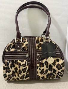 Borsa a tracolla Y2K stampa leopardata pelliccia sintetica borsa a cupola croc goffratura apostrofo mafia moglie NOS - Foto 1 di 14