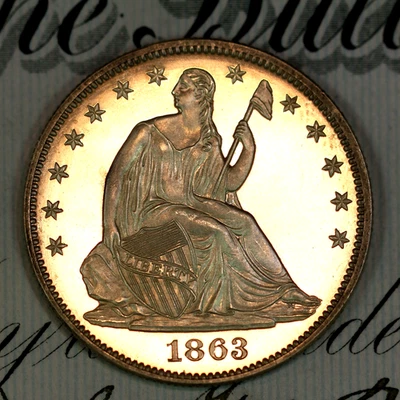 * 1863 ULTRA DCAM * PRISTINE++ GEM PROOF SEATED LIBERTY HALF-DOLLAR * - Image 1 of 3