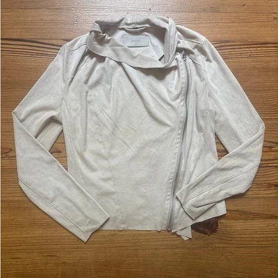 Blank NYC beige faux suede asymmetrical full zip womens jacket SIZE S - Image 1 of 4