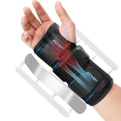 SIOVEN Carpal Tunnel Wrist Support Brace with 3 Straps Metal Splint Stabilizer