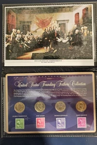 Galería Conmemorativa de Estados Unidos Colección de Padres Fundadores Monedas y Estampillas Serie I - Imagen 1 de 9