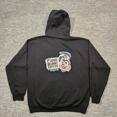Sudadera con Capucha Punk Bunny Coffee by Green Day Unisex Talla Grande Negra Usada en Excelente Condición Foto 1 de 4