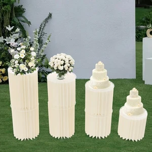 7 piezas soportes de exhibición de columna de papel plegables para boda postre flor blanco - Imagen 1 de 16