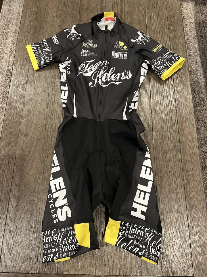 Mens Team Helen’s Racing Aero Cycling Skinsuit Speedsuit  Black Small - Image 1 of 2