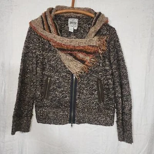 CURIO Copyright sz L brown cowl neck cardigan sweater chunky - Picture 1 of 7